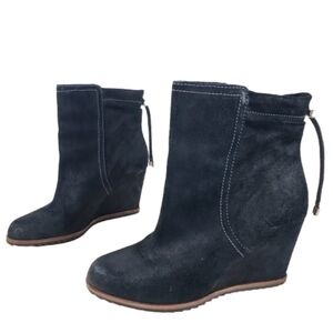 Dr. Scholl's Wedge Booties 8.5M Original Collection Irelan Black Suede Leather